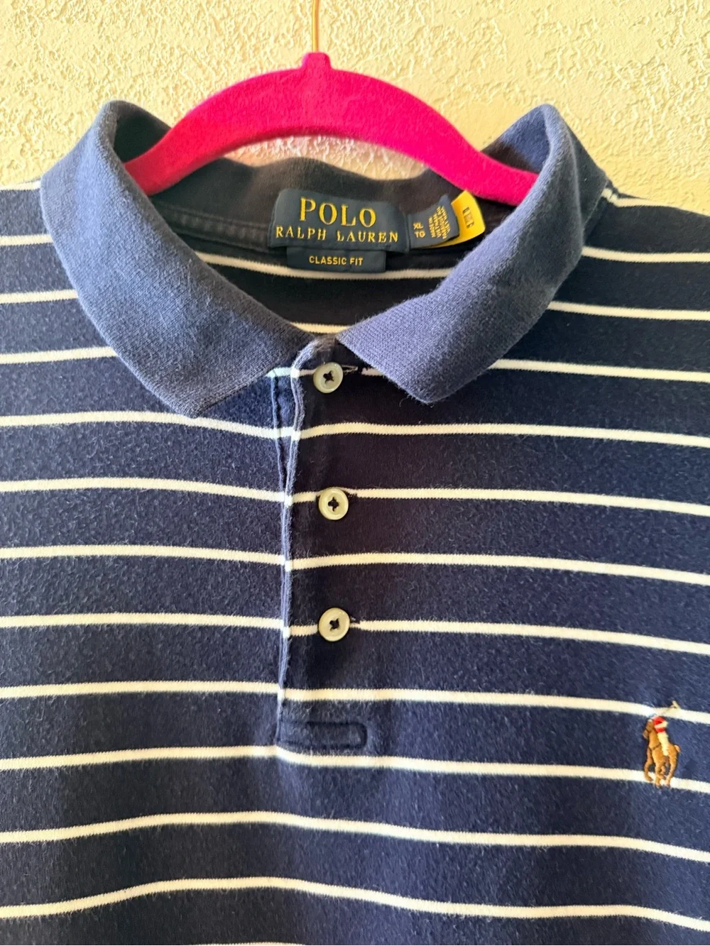 POLO RALPH LAUREN Men’s Short Sleeve Blue White Striped Classic Fit Polo Size XL
